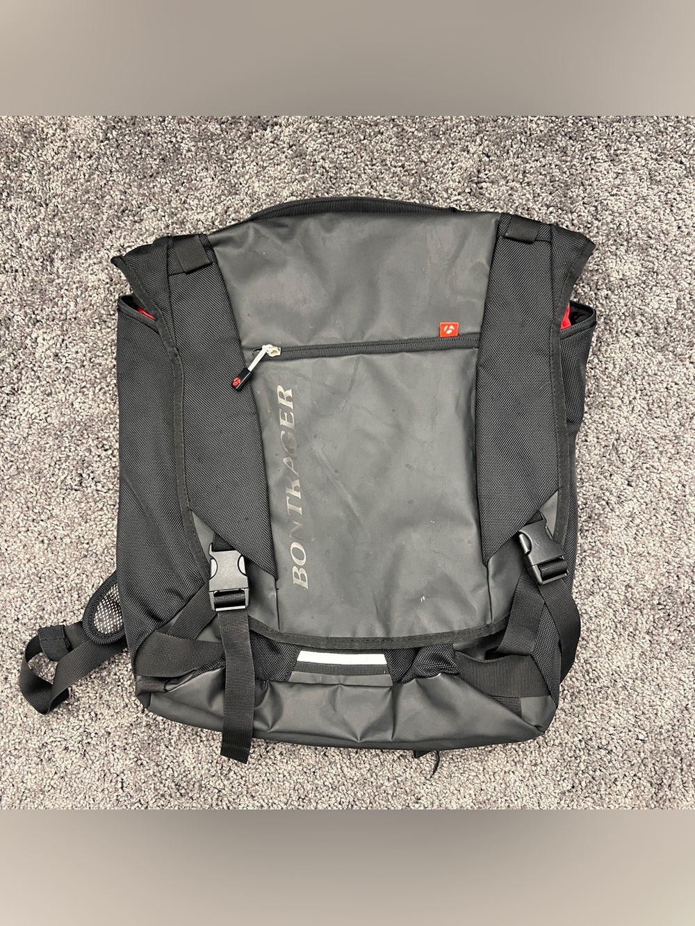 Bontrager Madtown Backpack Messenger Bag Black Gray Red Straps Pockets 17-Liter